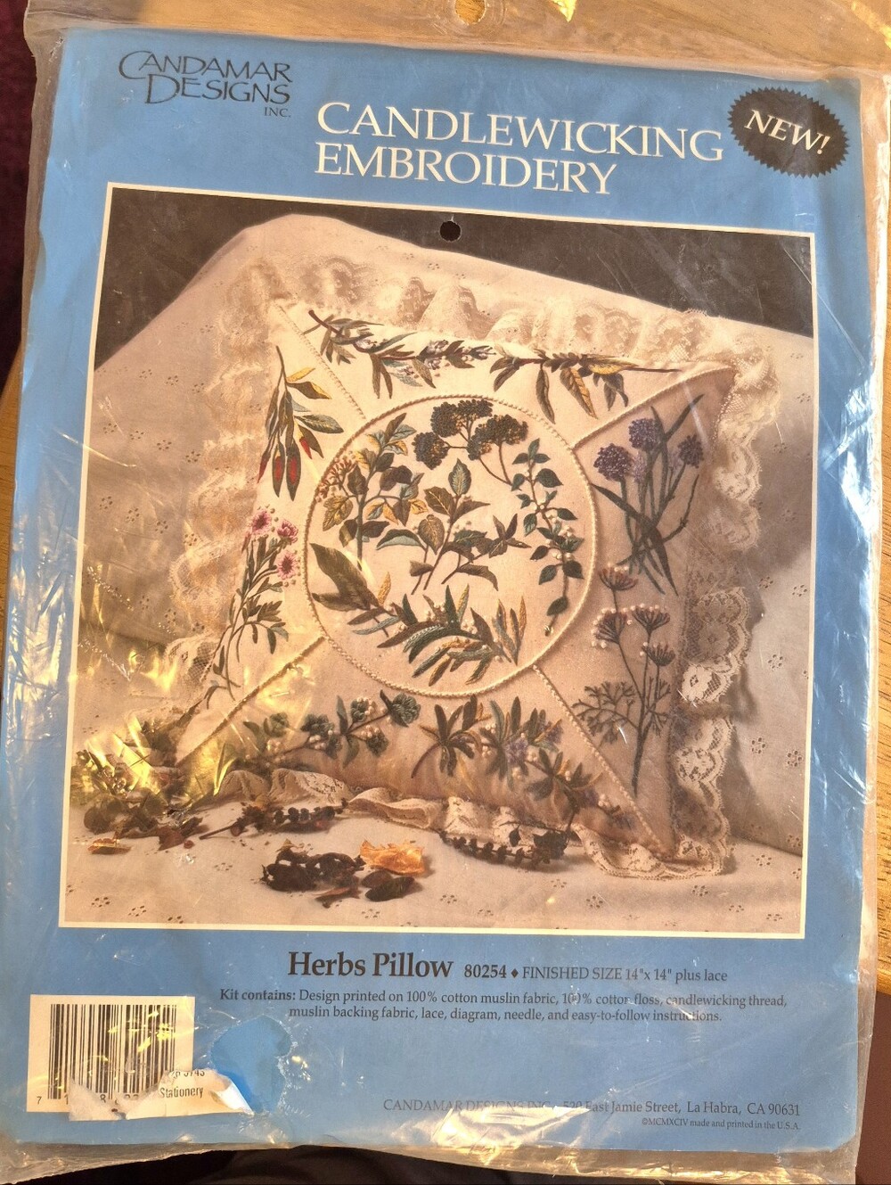 Candamar Designs Stamped Embroidery Kit Herbs Pillow #80254